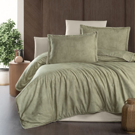 First Choice Set Husă de Pilotă Bumbac Dublă cu 4 Fețe de Pernă & 1 Cearsaf 200x220 Light Green, Beige