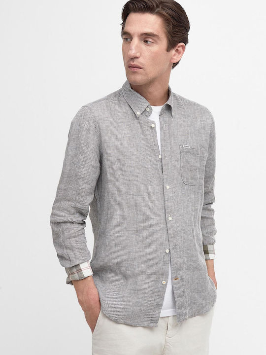 Barbour Long Sleeve Linen Checked Shirt Olive