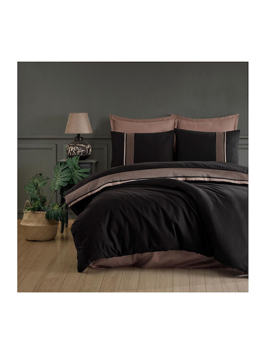 Clasy Home Set Husă de Pilotă Dublă cu 2 Fețe de Pernă & 1 Cearsaf 200x220 Negru