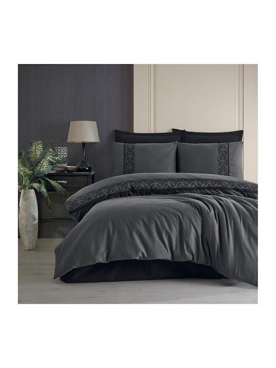 Clasy Home Set Husă de Pilotă Bumbac Dublă cu 2 Fețe de Pernă & 1 Cearsaf 200x220 Nienna V2