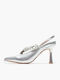 Leather Silver Heels with Strap