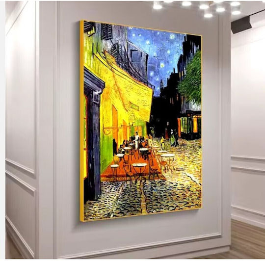 Pictură în ulei pe pânză 40x50cm "Cafenea pe strada pietonală de seară" Etoile Tr-091