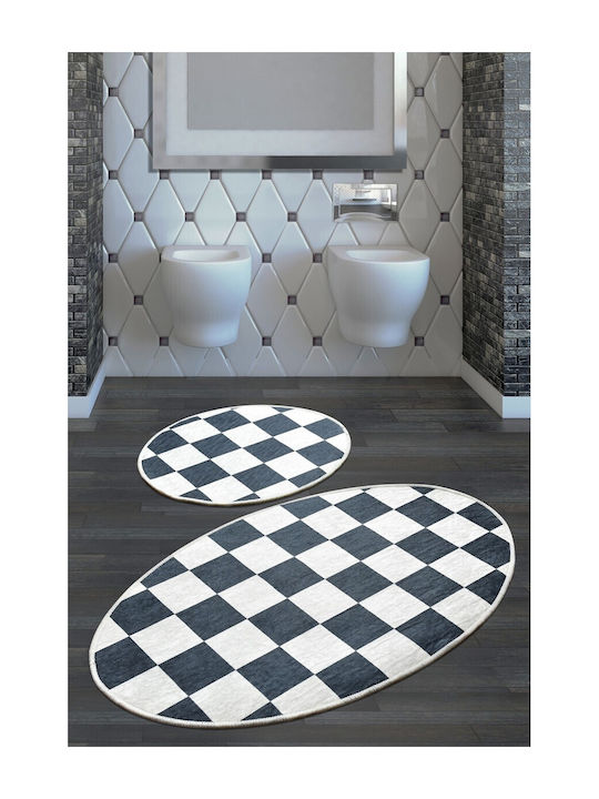 Chilai Home Rutschfest Set Badematten Oval 2Stück