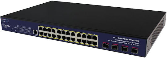 Allnet Managed L2 PoE+ Switch with 24 Gigabit (1Gbps) Ethernet Ports and 4 SFP Ports
