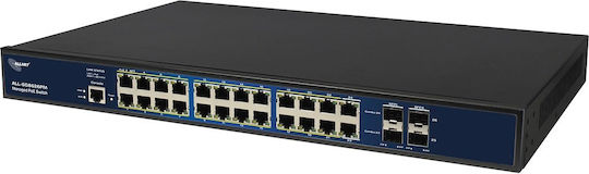Allnet Managed L2 PoE+ Switch with 24 Gigabit (1Gbps) Ethernet Ports and 4 SFP Ports
