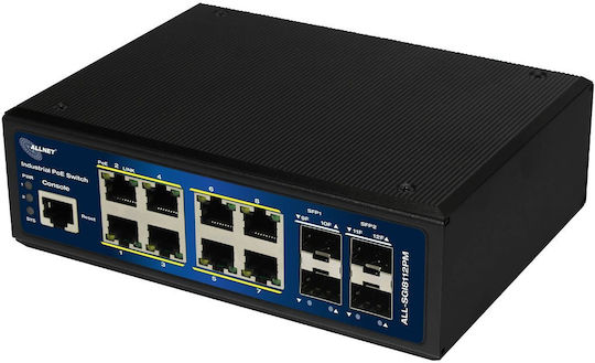 Allnet ALL-SGI8112PMJ Managed L2 PoE+ Switch με 8 Θύρες Gigabit (1Gbps) Ethernet και 4 SFP Θύρες