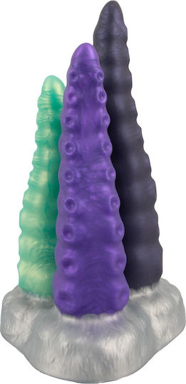 Beasty Cocks Triple Tentacle Dildo Стъклено дилдо Със смукателна чашка Сребрист 22см