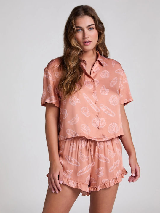 Hunkemöller Καλοκαιρινή Γυναικεία Μπλούζα Πιτζάμας Tan
