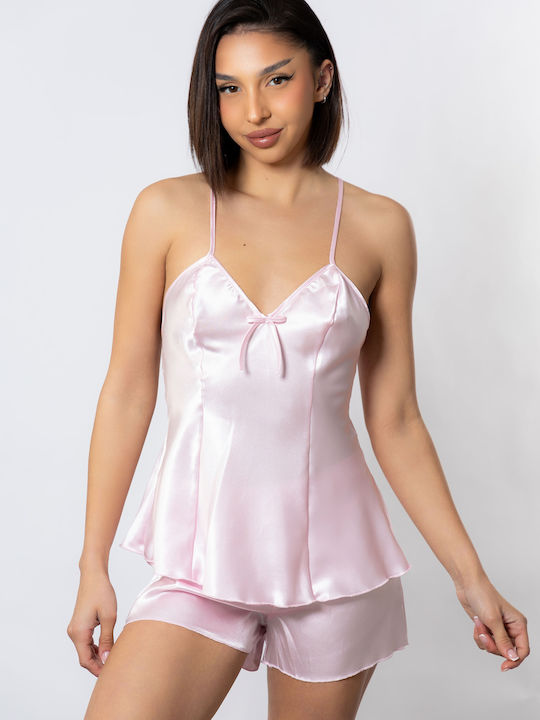 Moongirl Καλοκαιρινό Σατέν Babydoll Ροζ