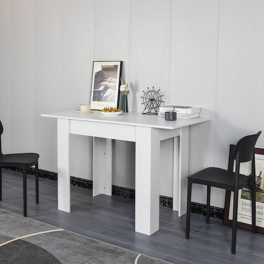 Table Kitchen Extendable Wooden White Frasinato 90(+30)x60x78cm