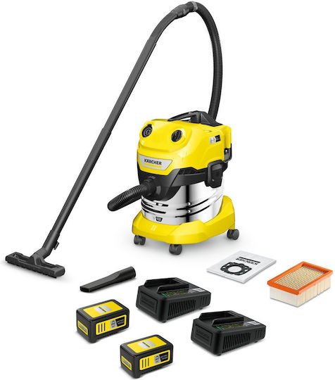 Karcher WD 4-18 S Dual Rechargeable Vacuum Wet / Dry with Plastic Bin 20lt