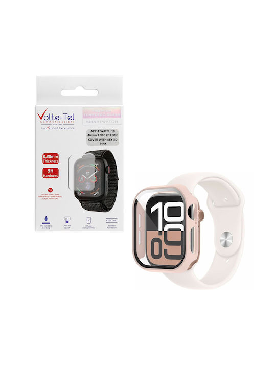 Volte-Tel Edge Cover with Key Πλαστική Θήκη σε Ροζ χρώμα για Apple Watch 10 46mm