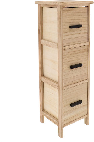 Eurocasa Floor Bathroom Shelf Wooden 25x25x77cm Beige