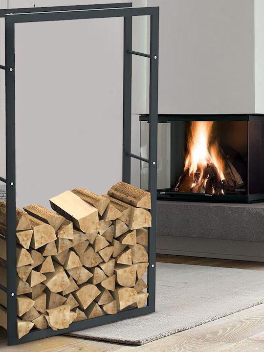 Bakaji Metalic Raft Depozitare lemne 150x80x25cm Negru