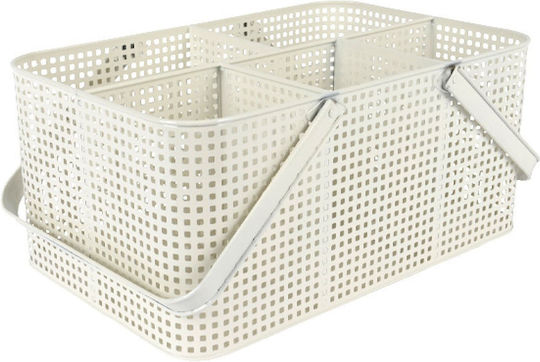 Kaemingk Декоративна Металик Кошница с Дръжки Бяла 45x29x20.5см