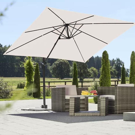 Garten- und Terrassen-Sonnenschirm Hängend Quadratisch Aluminium Ecru 2,7x2,7m