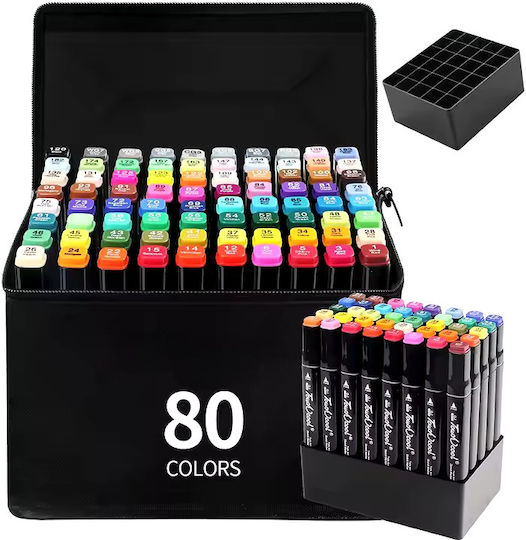Geantă cu bază și Markere Double-Sided 80buc