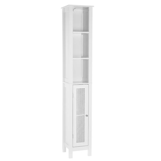 Bakaji Badezimmersäule Wandhängeschrank H30xB28xH170cm Weiß Bakaji Badezimmersäule Wandhängeschrank H30xB28xH170cm Weiß