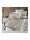 First Choice Set Huse Pentru Pilote Din Bumbac Dublu Cu 4 Fețe De Pernă Și 1 Cearceaf 200x220cm Maro