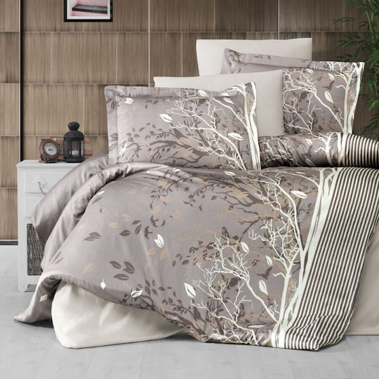 First Choice Set Huse Pentru Pilote Din Bumbac Dublu Cu 4 Fețe De Pernă Și 1 Cearceaf 200x220cm Maro