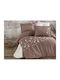 Clasy Home Set Husă de Pilotă Dublă cu 2 Fețe de Pernă & 1 Cearsaf 200x220 Maro
