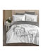 First Choice Set Husă de Pilotă Dublă cu 4 Fețe de Pernă & 1 Cearsaf 200x220 Gri