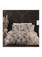 First Choice Set Huse Pentru Pilote Din Bumbac Dublu Cu 4 Fețe De Pernă Și 1 Cearceaf 200x220cm Maro