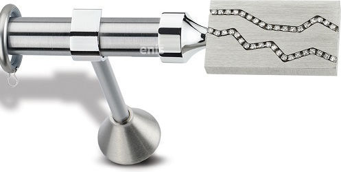 Enis by Domus Metallisch Vorhangstange Danae Doppel mit Schiene Φ25mm 160cm Nickel Matte-Chrome