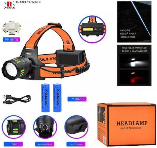 X-Balog Wiederaufladbarer Kopf-LED Taschenlampe