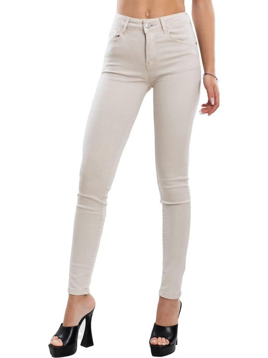 Adoro Hochbund Damenjeanshose Push Up Skinny Fit Ecru