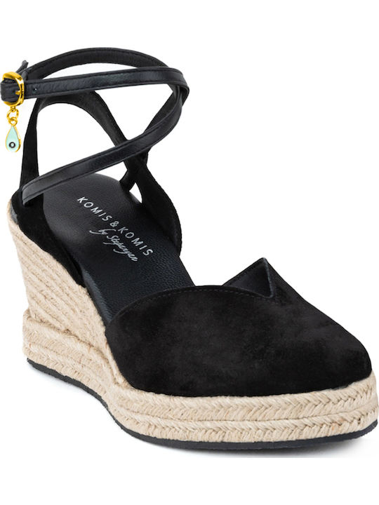 Damenplattformen im Espadrilles-Stil Schwarz