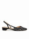 Synthetic Leather Black Heels with Strap