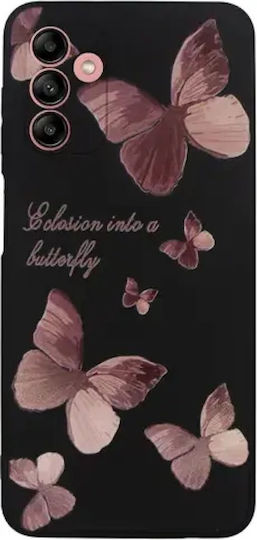 Vivid Silicone Case for Samsung Galaxy A04s Butterfly Black Pink