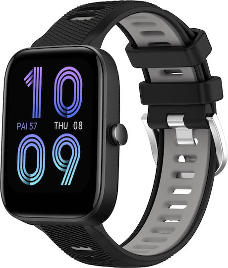 Amazfit Bip 3 Watch Strap Silicone Buckle 22 Millimeters 22 Mm Black+Gray