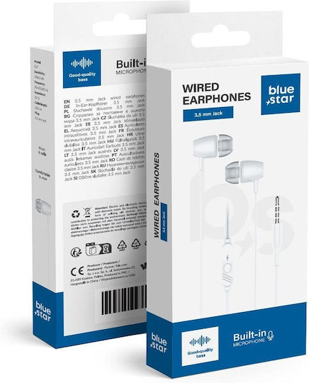 Blue Star Pa-e67 In-ear Handsfree Headphones with Connector 3.5mm White