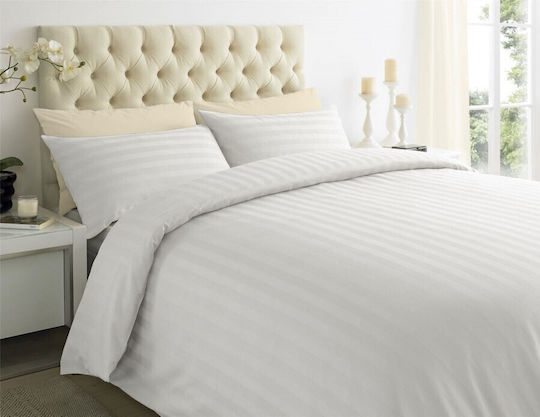 Set de lenjerie de pat stil hotel 100% damasc 1 persoană