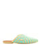 Flat Leather Mules in Turquoise Color