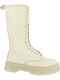 Synthetic Leather Medium Heel Women's Boots Beige 107.M1756