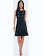 Sommer Hemdkleid Ärmellos Schwarzes
