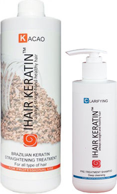 Keratin Straightening Treatment Cocoa 1000ml + Gift Clarifying Shampoo 250ml Ihair Keratin