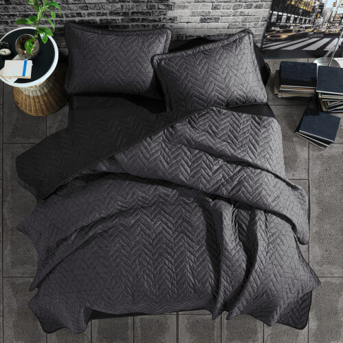 Pucioasa Module Cuvertură Extra-dublu Bumbac Antracit 240x260cm 3buc