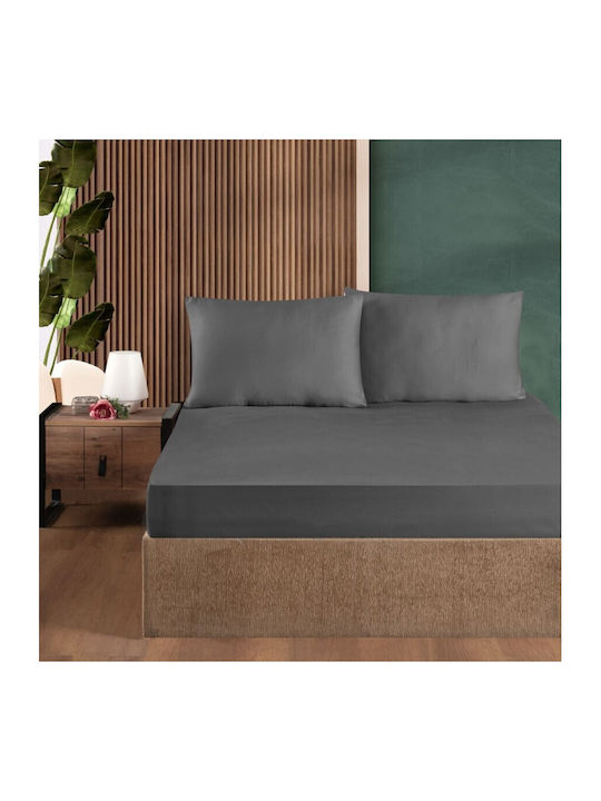 First Choice Sheet Set with 2 Pillowcases Double with Elastic 140x200cm. Anthracite 3pcs