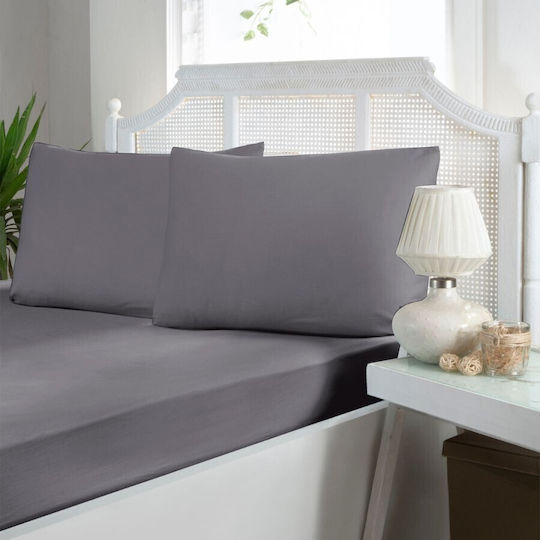First Choice Σετ King Size 3τμχ 180x200εκ. με Λάστιχο Gray (quicksilver)