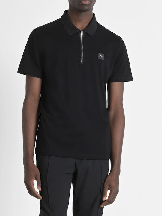 Polo Herrenbluse Kurzarm Schwarze