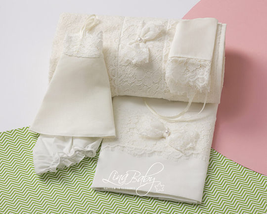 Lina Baby Set Bătături de Botez Ecru 3 Bucăți