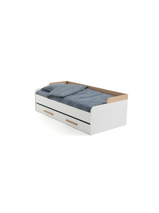 Kinderbett - Sofa Einzeln mit Ausziehbett Weiß für Matratze 90x190cm