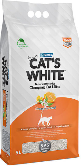 Cat's White Άμμος Γάτας Μπετονίτης με Άρωμα Πορτοκάλι 5lt