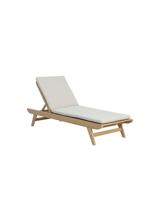 Deckchair Wooden Etoile with Cushion Beige 185x65x87.5cm.