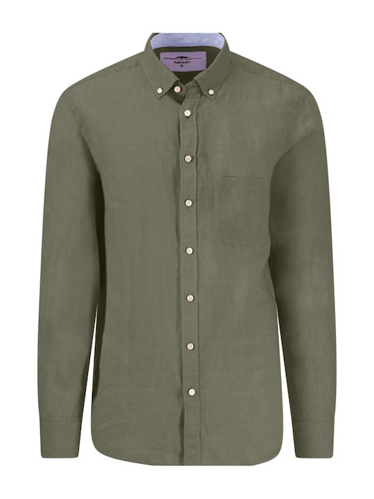 Long-sleeved Linen Shirt Olive