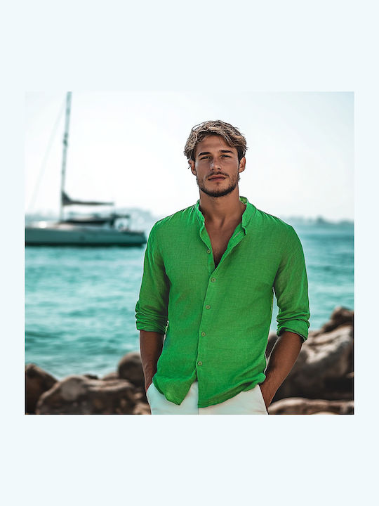 Panda Clothing Μακρυμάνικo Λινό Πουκάμισο σε Κα...